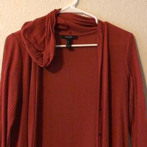 Forever 21 Ribbed Hooded Cardigan